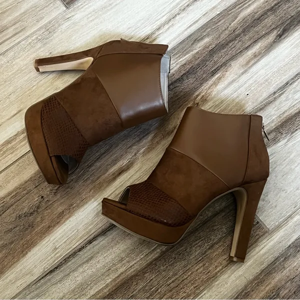 Antano brown leather open toed booties Size 7.5 - Image 9