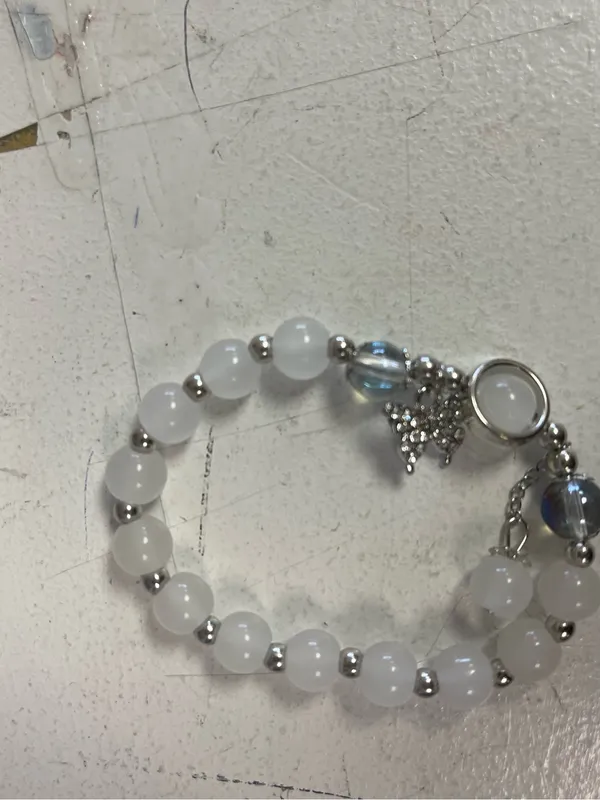 Silver White Beaded Charm Bracelet - Women Jewelry - Image 3