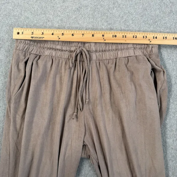 H.I.P. Women's Medium Taupe Velour Jogger Pants Drawstring Elastic Waist Casual - Image 6