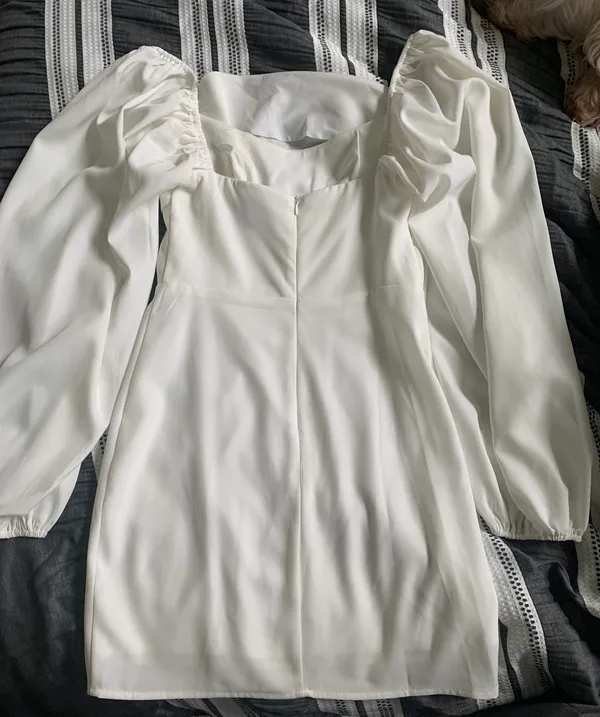Princess Polly Lillie Long Sleeve Mini Dress in White - Image 3