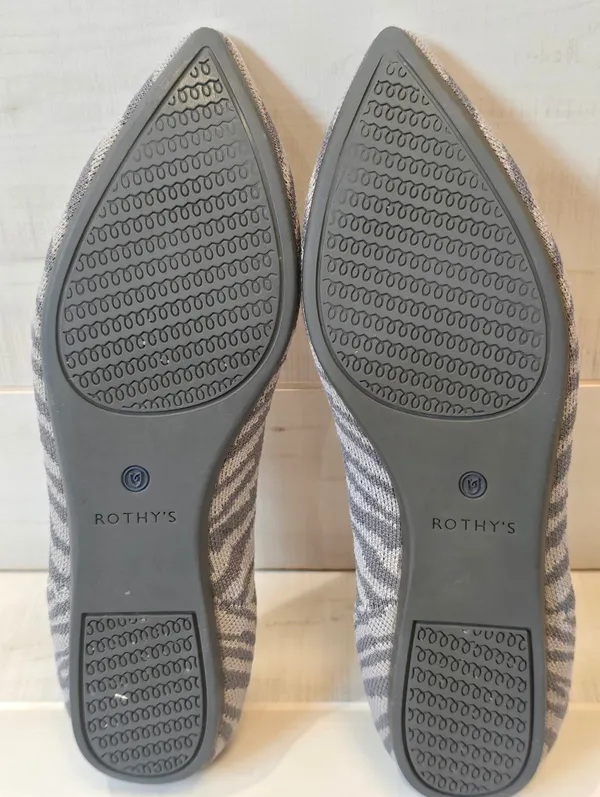{9.5} Rothy's Gray Zebra Pointed Slip On Ballet Shoe - Image 12