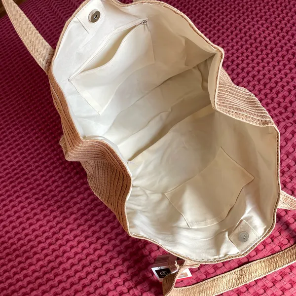 LS Live In Style On Beach Time Straw Tote Bag NWT Tan - Image 5