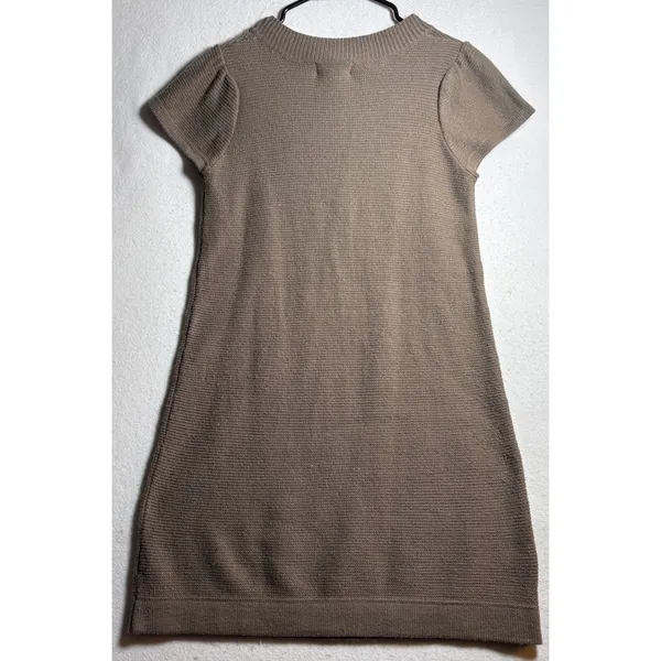 Mossimo Womens Taupe Brown Henley Sweater Dress Short Sleeve Knit Mini Size M - Image 4