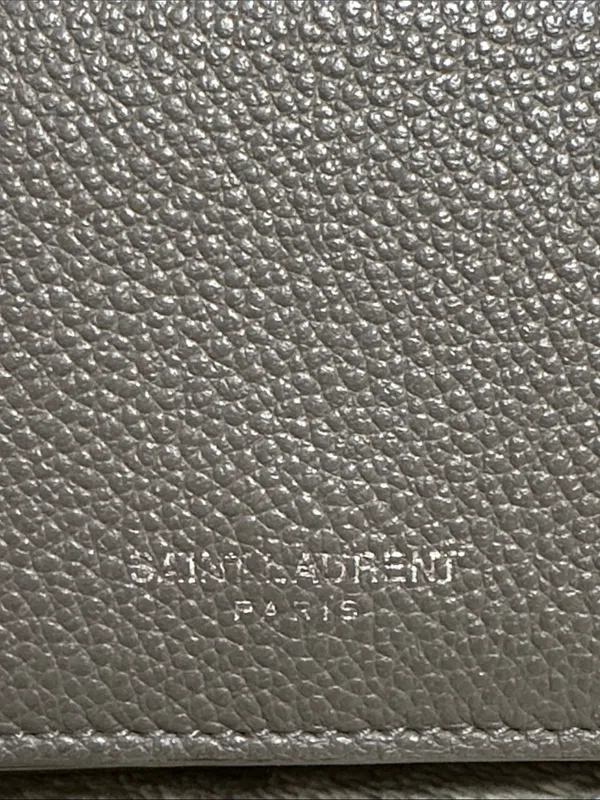Saint Laurent Pebbled Leather Card Case in Taupe Gray - Image 2