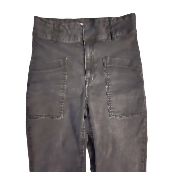 Zara Black Front‎ Pocket Straight Leg Cropped Thick Waistband Jeans Size 6 - Image 3