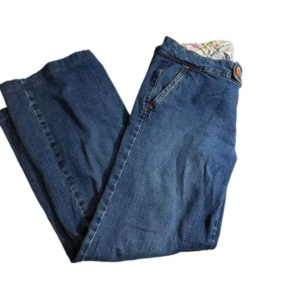 Lilly Pulitzer Jeans Women 8 Blue Low Rise Wide Leg‎ Denim Stretch Casual - Image 3