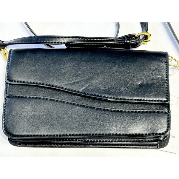 Time and Tru Eden Flap Wallet Crossbody Bag Black Faux Leather Clutch Purse NWT - Image 5