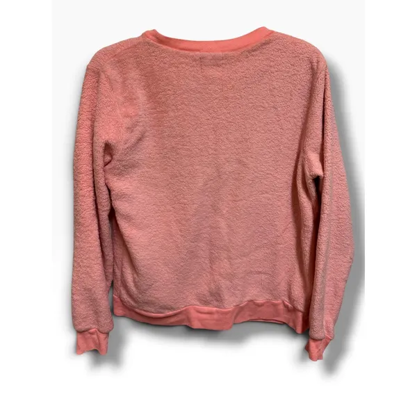 Mentally Exhausted Pink Sherpa Fleece Sweatshirt Cozy Fuzzy Crewneck Pullover - Image 2