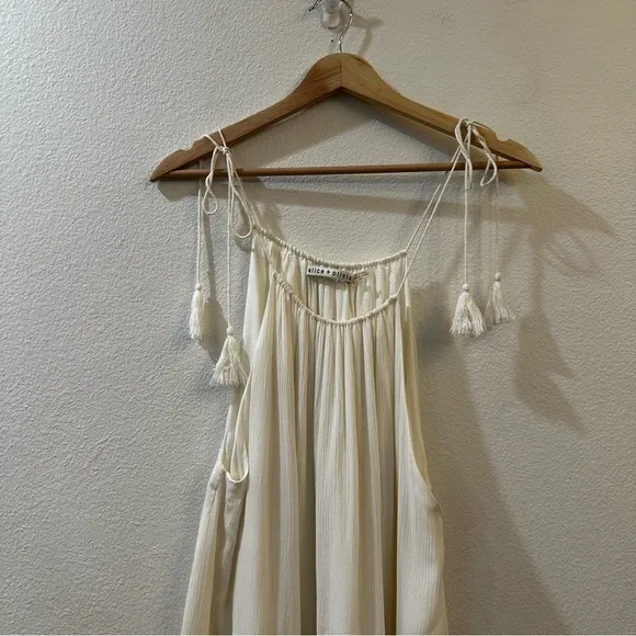 Alice‎ + Olivia Danna Tie-Strap Short Dress Crochet Embroidered White Size Small - Image 4