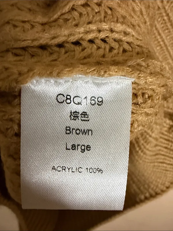 Cable Knit Turtleneck Sweater in Camel Tan Size L - Image 2