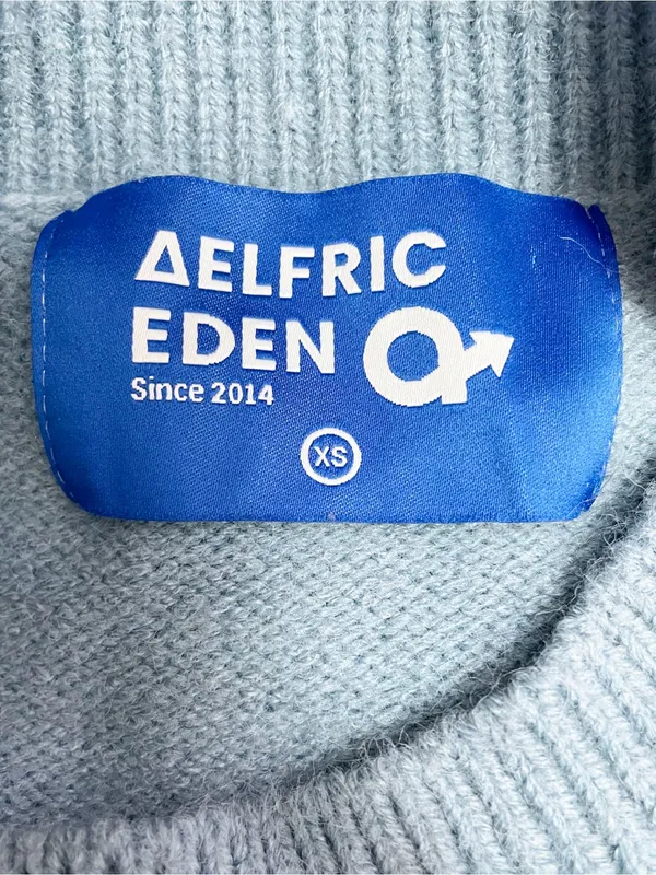Aelfric Eden Duck Sweater XS Blue Chenille Applique Oversized Crewneck Pullover - Image 7