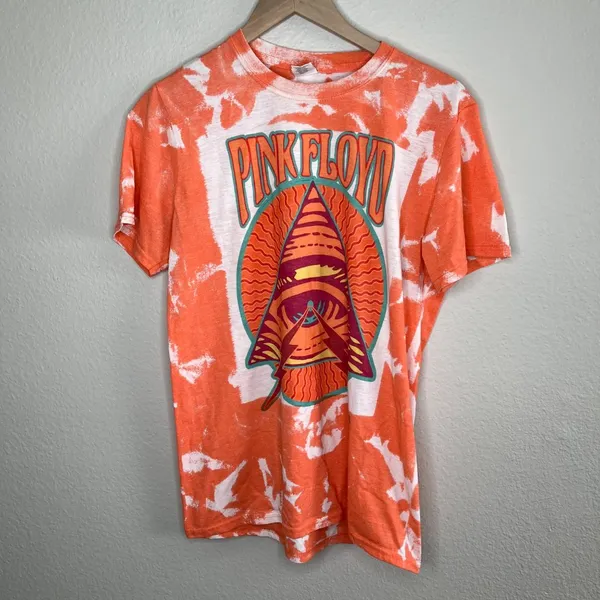 Pink Floyd Orange Tie-Dye Retro Graphic Tee Gildan Softstyle Ring Spun unisex M - Image 2
