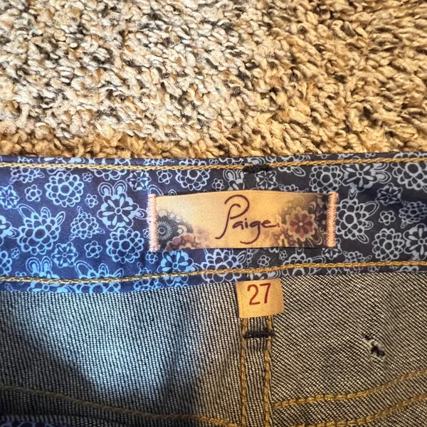 Paige Diego Dark Wash Denim Cut Off‎ Shorts Women 27 Low Rise Raw Hem WA643 - Image 2