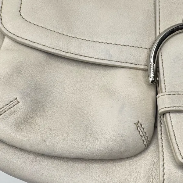 Coach vintage3653 Soho Y2k Double Pocket Buckle Flap Cream Leather Shoulder Bag - Image 10