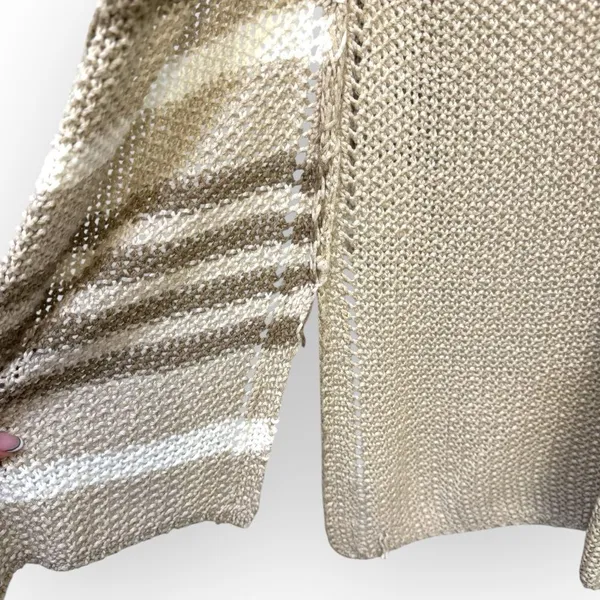 O’Neill Open Front Striped Knit Cardigan Sweater Size Large – Beige/Taupe - Image 3