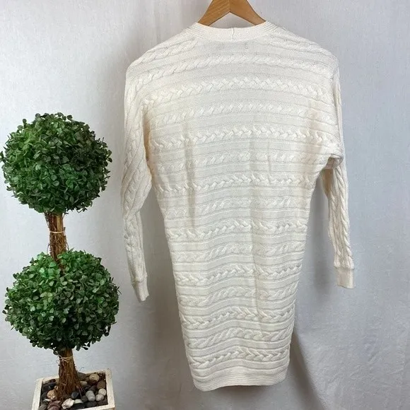 Ralph Lauren White Cable Knit Open Front Cardigan Sweater S/M - Image 3