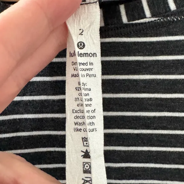 🛎️ Clearance Lululemon To The Point Long Sleeve Heathered Black & White Stripe - Image 6