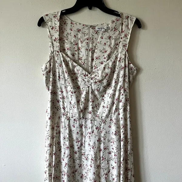 reformation midi white floral sleeveless dress size 10 C9 - Image 2