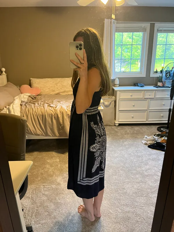 Patterned MIDI Dress Blue Size XS - Image 2