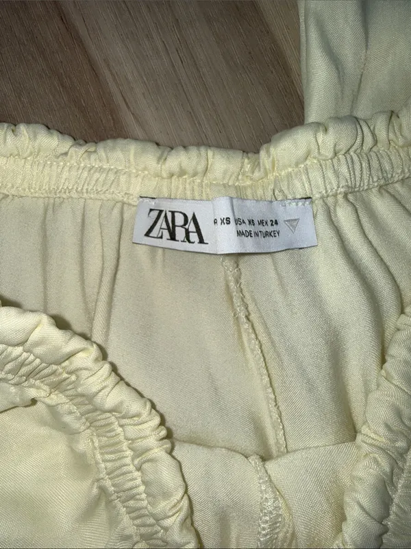 Zara light yellow flowy straight leg pants size XS - Image 5