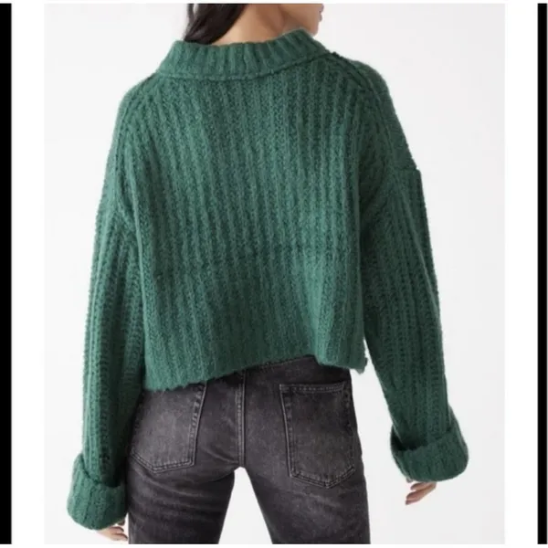 Free People Green and Pink Patterned Sweater - Image 2