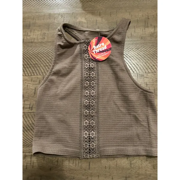 NWT Retro Thread Seamless Floral‎ Lace Inset Tank - Mushroom - Image 3