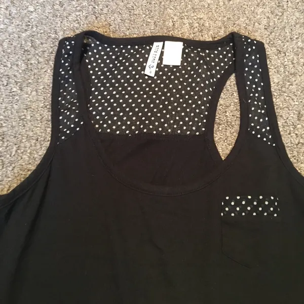 Full Tilt BLACK POLKA DOT TRIM TANK - Image 2