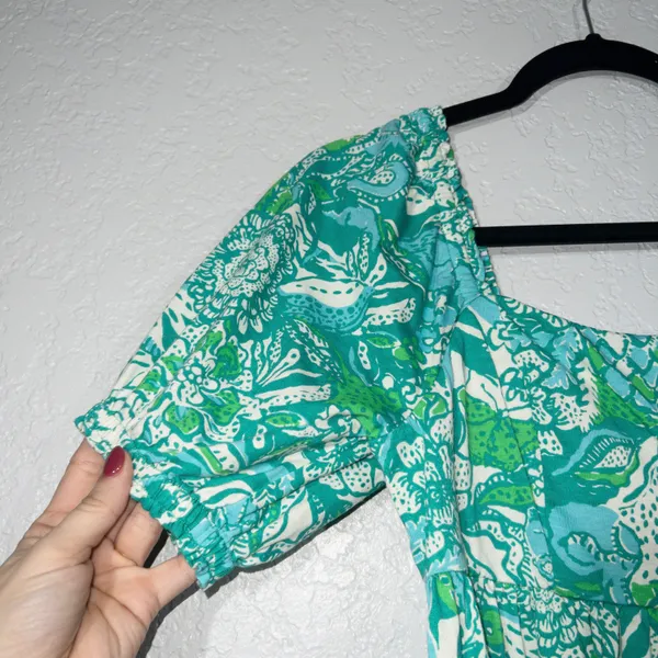 New Botanical Green Safari Sangria Delaney Dress Size 4 - Image 3