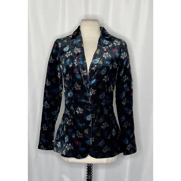Anthropologie ETT:TWA Blooming Floral‎ Corduroy Blazer Jacket Academia Size 2 - Image 2