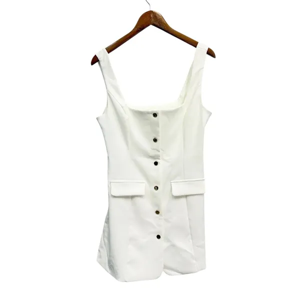 Showpo. Kenna Square Neck Button Down Mini Dress in Ivory size 6 NWT - Image 2