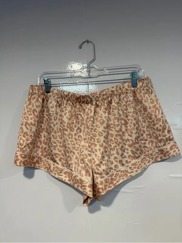 Leopard Print Satin like Lounge Shorts - Beige & Tan by Victoria’s Secret - Image 3