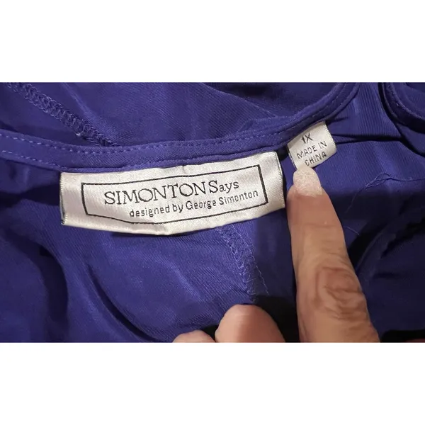 Simonton Says by George Simonton High Low Blue Long Sleeve Blouse Plus Size 1X - Image 6