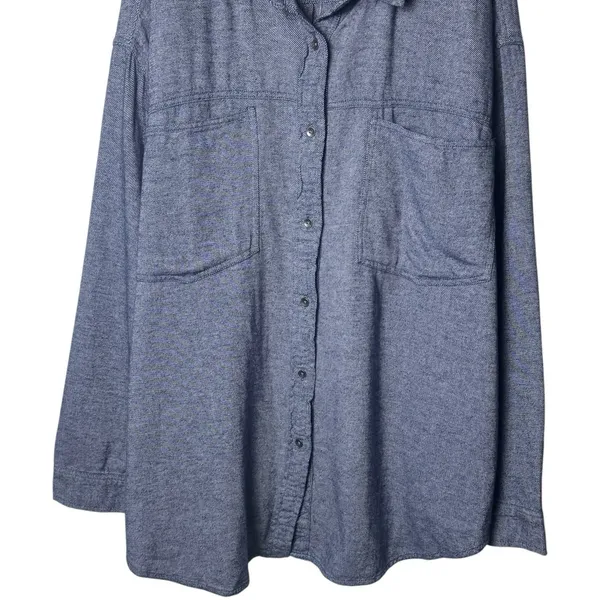 NEW Aerie Anytime Fave Twill Button‎ Down Flannel Blue Capsule Outdoors XXL - Image 4