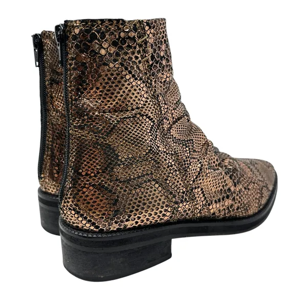 Free People Amarone Ankle Boot Metallic Copper‎ Snakeskin Print Size 38 US 7.5 - Image 6