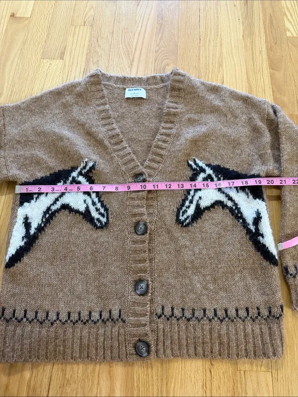 Old Navy Wool Blend Horse Western Cardigan Sz S - Image 4