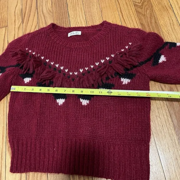 LoveShackFancy Atlas Fringe‎ Crop Red Baby Alpaca Wool Blend Sweater Size Small - Image 8