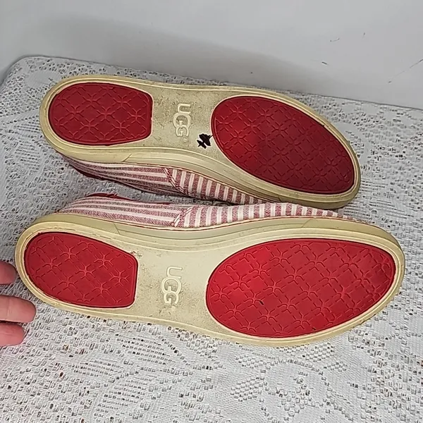 UGG Eyan ll striped low top canvas rope laced up red white sneakers shoes sz 9 - Image 7