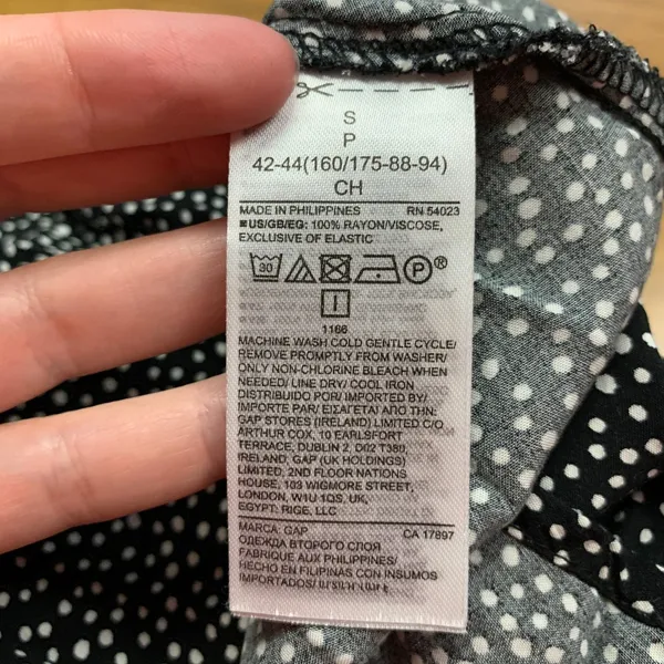 Gap Black White Polka Dot Smocked Bodice Spaghetti Strap Mini Dress Size Small‎ - Image 7
