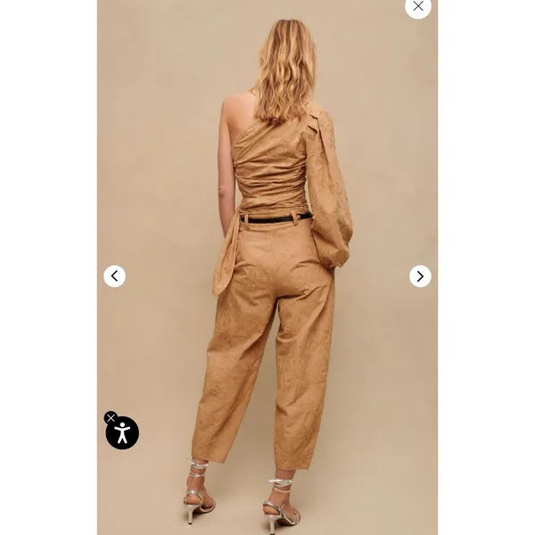 Maje‎ $295 Lalmeto Top Asymmetrical balloon sleeve slim ruched waist Size 0- 2 - Image 5