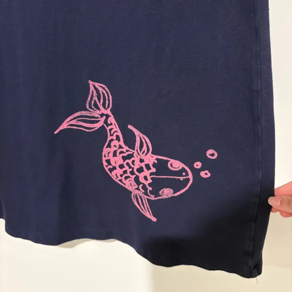 Lilly Pulitzer Vintage‎ coy fish nautical overall dress navy blue pink medium - Image 4