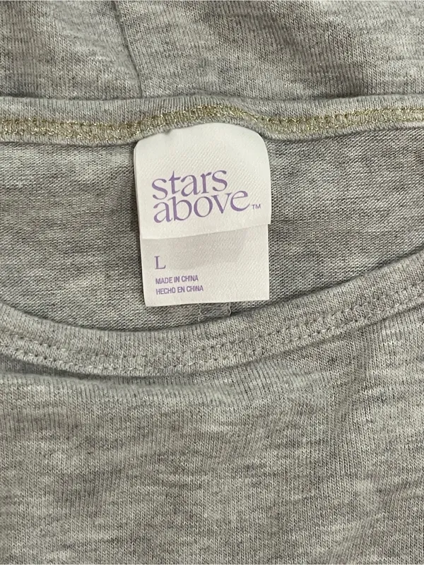 Stars Above Gray Long Sleeve Scoop Neck Pajama Top - Image 5
