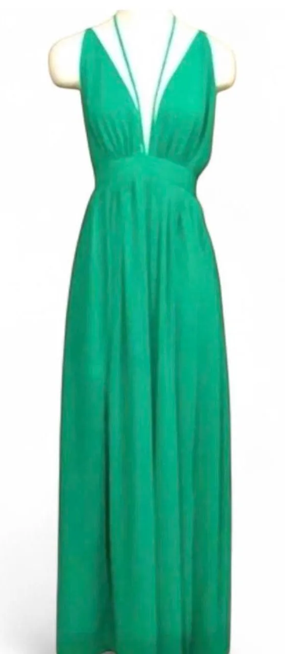 Green Papaya maxi summer flowy whimsical dress Sz L - Image 2