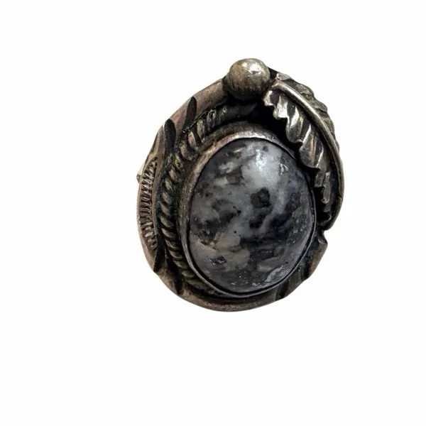 Vintage Sterling Silver Southwestern white buffalo Statement Ring - Image 11