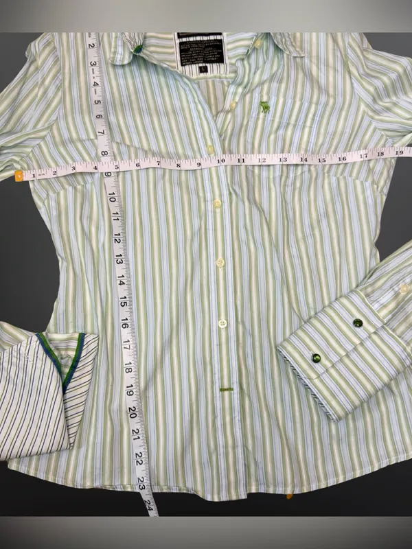 Vintage Ezra Fitch by Abercrombie & Fitch Y2K Button-Up 💚🩵 - Image 16