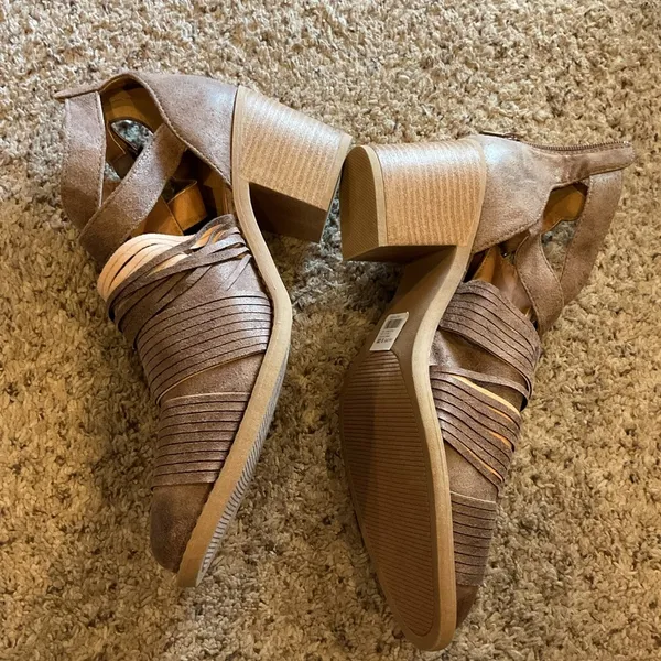 Charlotte Russe Taupe Strappy Ankle Booties - Image 2
