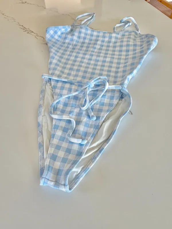 Frankies Bikinis Croft One-Piece Bluebell Blue Gingham - Size XL - Like New - Image 3