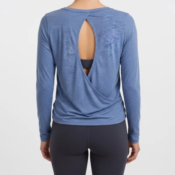 Lululemon Blue‎ Heathered Long Sleeve Top Open Back Athletic Yoga Size 4 - Image 7