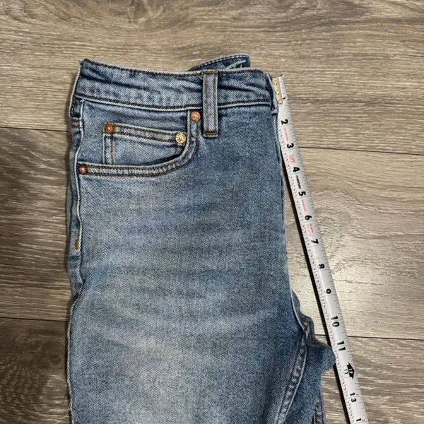 We The Free Free People High Rise Raw Hem‎ Denim Shorts Light Wash Blue Size 27 - Image 7