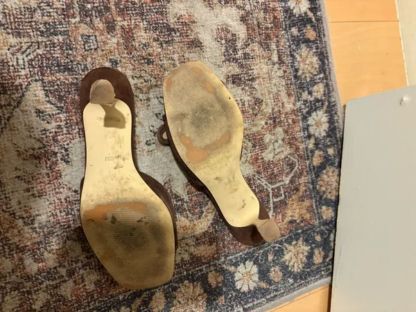 GUESS Brown Suede Buckle Slide Heels - Image 2
