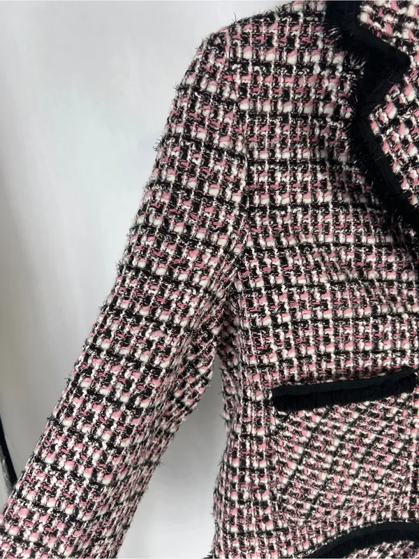 Helene Berman Pink and Black Bouclé Tweed Jacket - Image 7